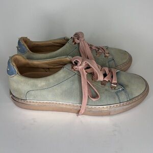 Koio Shoes Lace Up Casual Sneakers Women Size 38 US 7 Green Textile